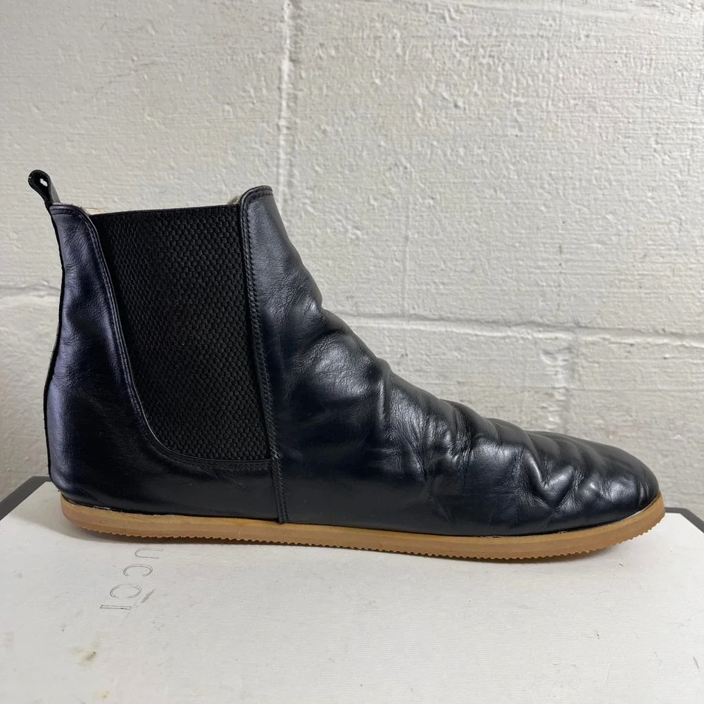 Aintap Chelsea Ankle Boots Barefoot Black‎ Leather Pull On Mens 43 EU/10-10.5 US